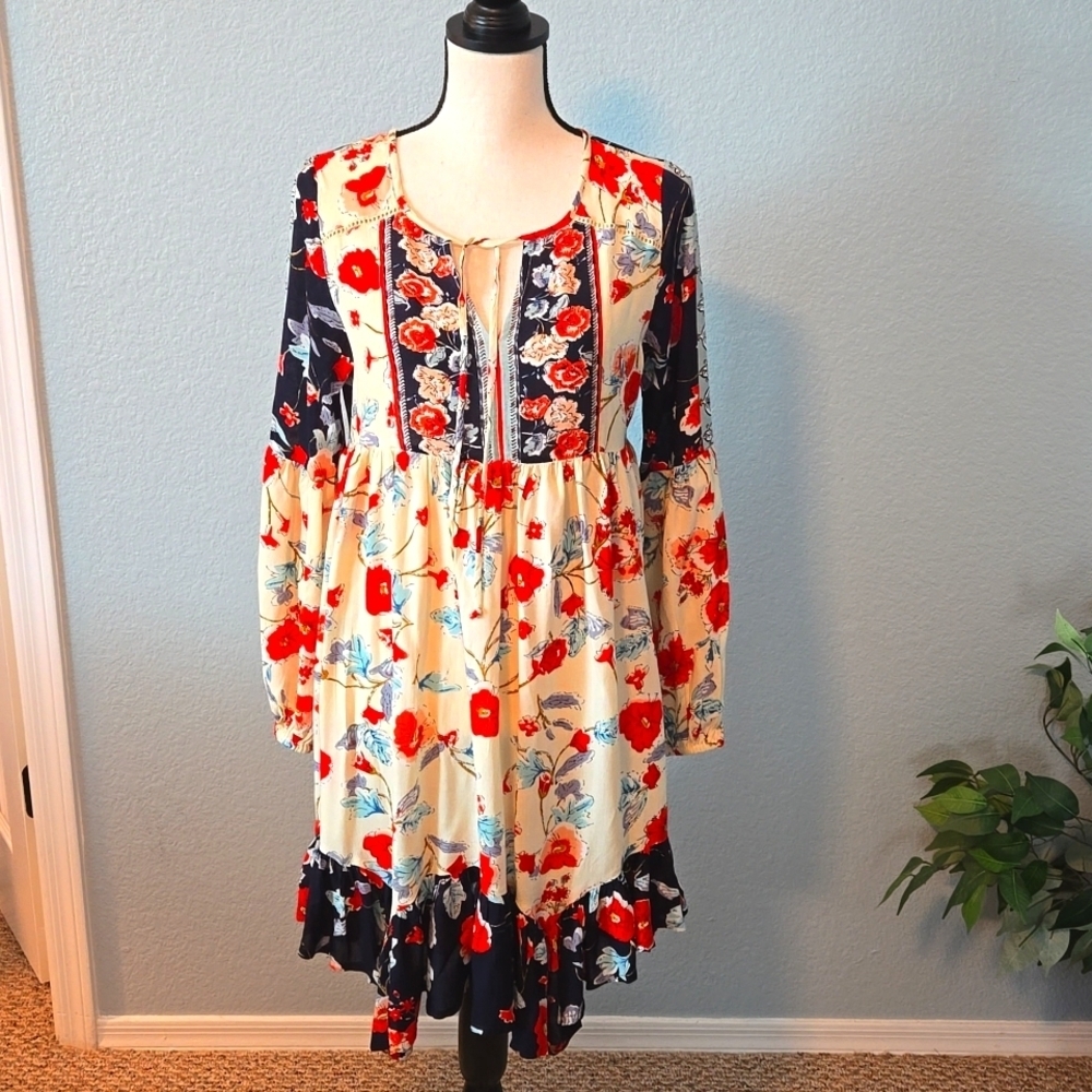 Patrons of Peace Boho Floral Peasant Dress Women's Small